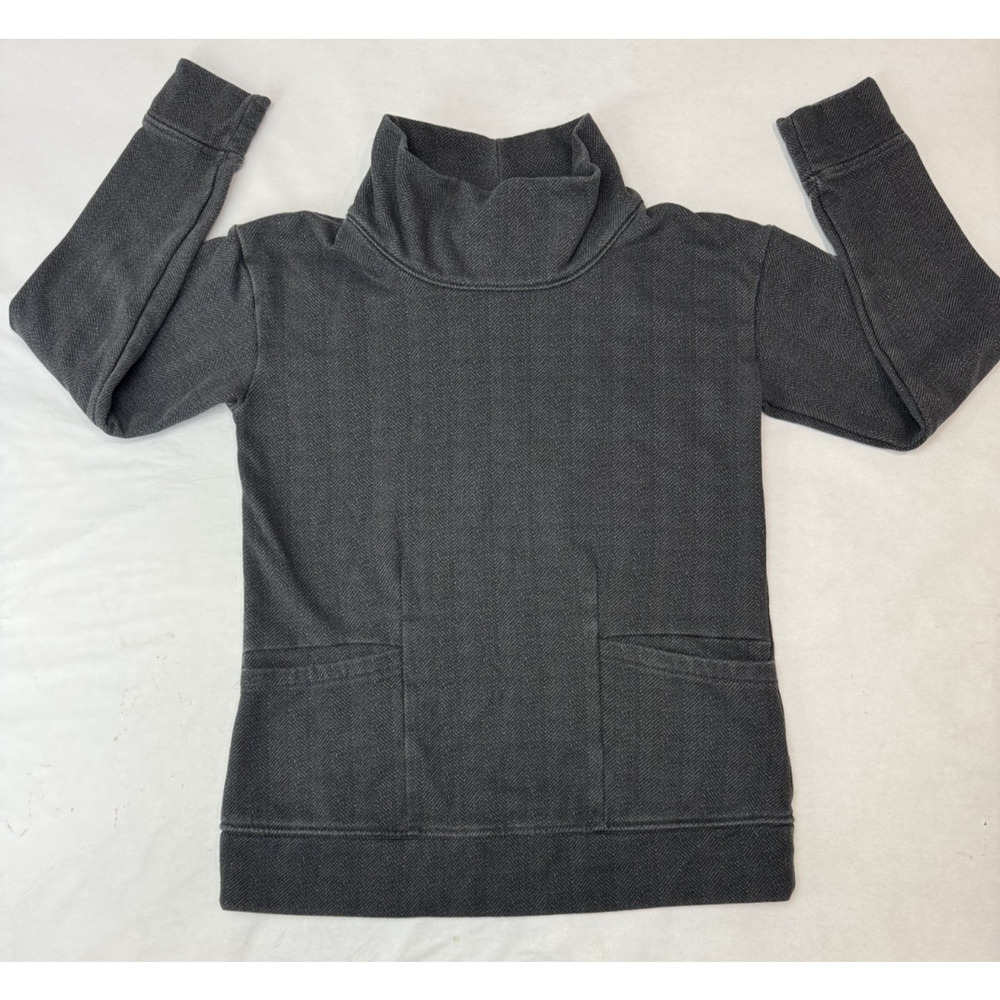 Columbia Lodge Funnel Pullover Sweatshirt Gray Black Ski Snow Herringbone Small